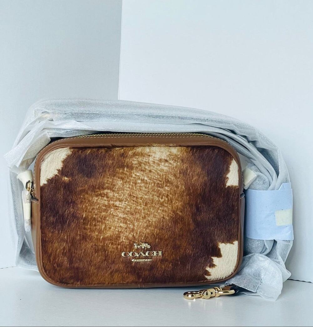 Coach Mini Cary Crossbody Bag Haircalf Cow Print Brown Leather CEK71 - C